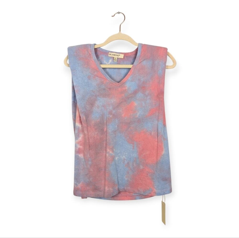NWT Blank NYC Pink & Blue Tie Dye Cloud Burst Sleeveless Tee Size S